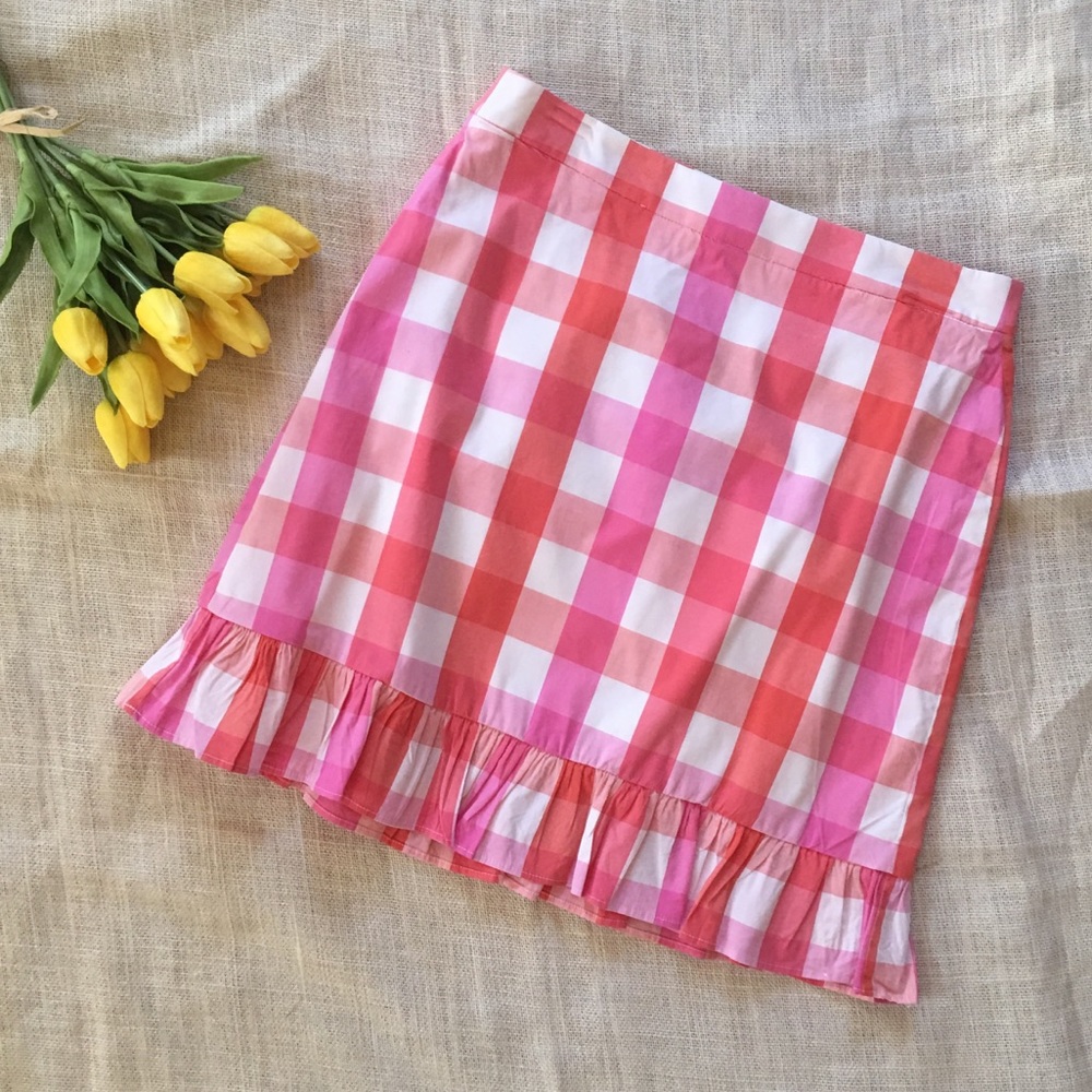Jcrew Pink Plaid Skirt